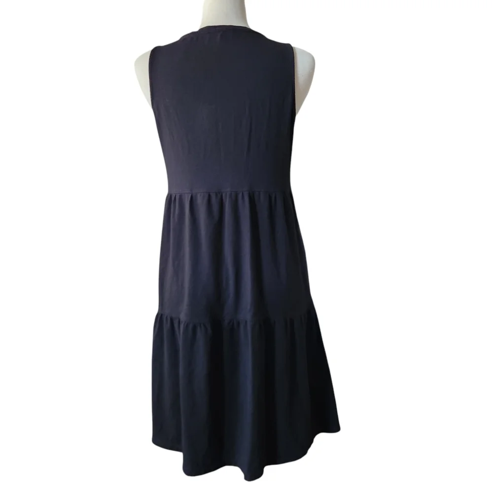 Frye Tiered Sleeveless Sundress Inseam Pockets Women's Size S Black - Picture 5 of 8